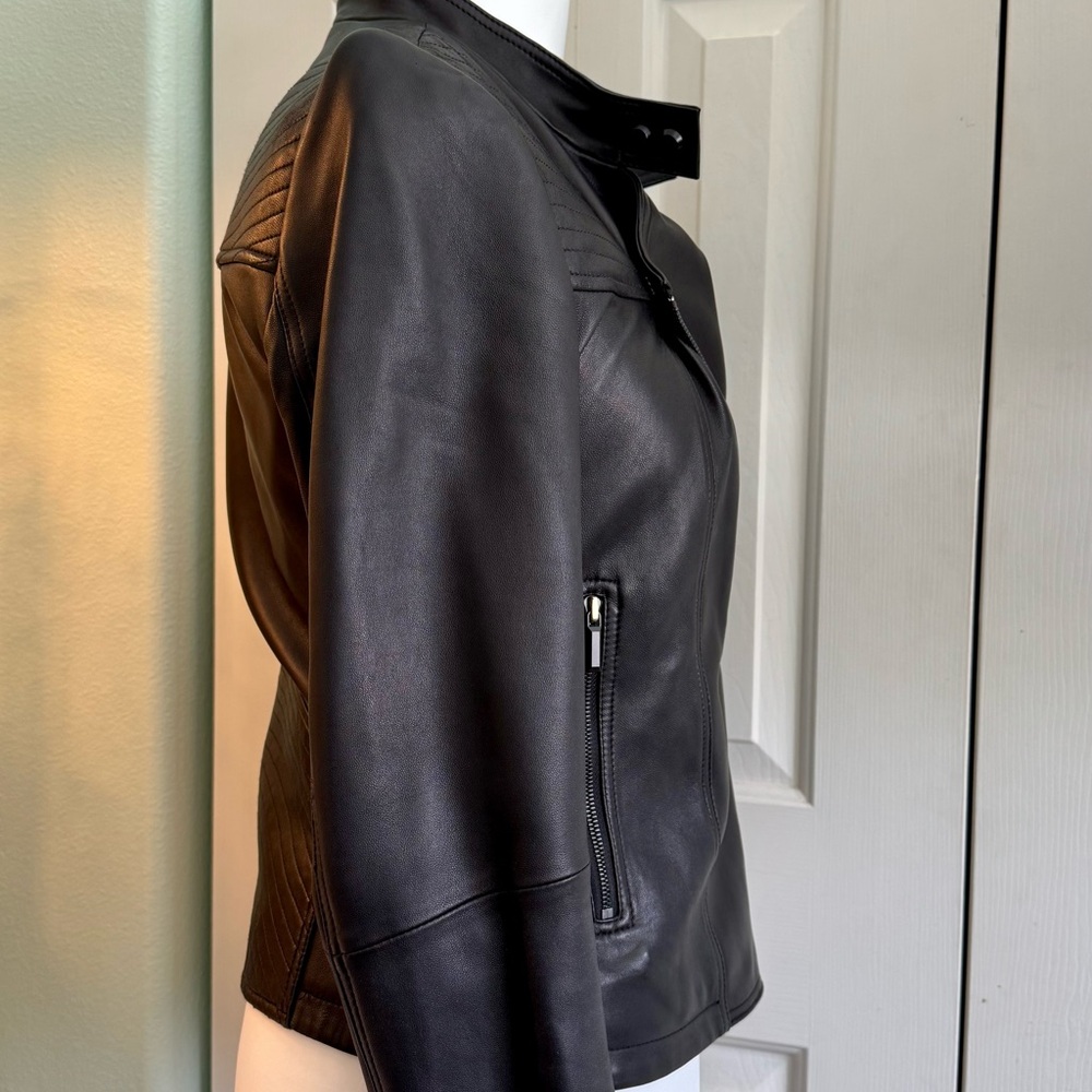 Bagatelle Black Asymmetric Leather Moto Jacket - Picture 4 of 6
